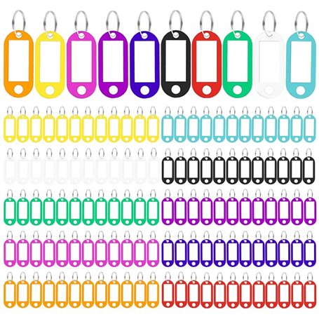 120 Pièces Porte Cle Etiquette Porte Étiquettes Cle à Bagages en Plastique de Couleurs Étiquette d'identification Inscriptible a