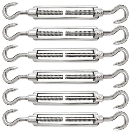 6 Pièces Tendeur Cable M5 Tendeur Cable Inox 304 Réglable Crochet de Ridoir et Crochet pour Tendeur de Fil Cable Acier Corde Cro