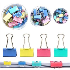 148 Pièces Pince Double Clip 15mm/19mm/25mm Binder Clips Couleur Foldback Pinces Métal Pinces Papier Pince à Document Pince à De