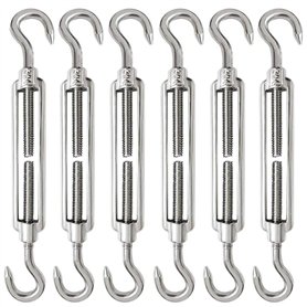 6 Pièces Tendeur Cable M6 Tendeur Cable Inox 304 Réglable Crochet de Ridoir et Crochet pour Tendeur de Fil Cable Acier Corde Cro