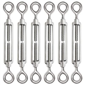 6 Pièces Tendeur Cable M6 Tendeur Cable Inox 304 Réglable Oeil de Ridoir et Oeil pour Tendeur de Fil Cable Acier Corde Crochet T