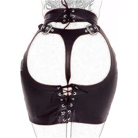 binxliuxo Fluoro Robe Noire en PU Mini Jupe Accessoires b-d-s-m