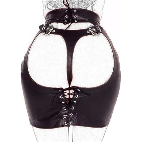 binxliuxo Fluoro Robe Noire en PU Mini Jupe Accessoires b-d-s-m