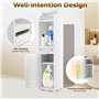 Armoire de salle de bain étroite avec porte-papier toilette et 3 niveaux, 20 x 20 x 80 cm, imperméable, autoportante, avec trous