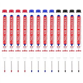 Lot de 12 marqueurs à trou profond – Marqueurs imperméables à longue pointe de 22 mm