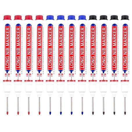 Lot de 12 marqueurs à trou profond – Marqueurs imperméables à longue pointe de 22 mm