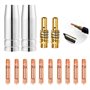14pcs Poste a Souder Mig sans Gaz Embouts de Contact de Buse de Soudage 15AK MIG/MAG Support de Connecteur de Gaz M6 0