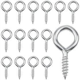 MZMing Lot de 60 vis à œillets en acier zingué - 4 cm - Vis auto-taraudeuses - Crochets muraux pour bricolage