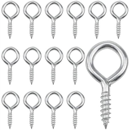 MZMing Lot de 60 vis à œillets en acier zingué - 4 cm - Vis auto-taraudeuses - Crochets muraux pour bricolage