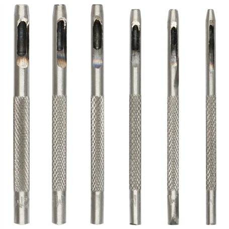 Lotsdonxia Lot de 6 poinçons ronds antidérapants noirs très rigides de qualité industrielle pour perforer le cuir