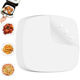 200 Feuilles Papier pour Friteuse à Air，Papier Sulfurisé Air Fryer，Perforé Papier Cuisson Air Fryer