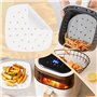 200 Feuilles Papier pour Friteuse à Air，Papier Sulfurisé Air Fryer，Perforé Papier Cuisson Air Fryer,Carré Papier à Vapeur,Parche