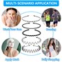 6PCS Sport Unisexe Serre Tete Accessoires, Bandeaux Ondulés Unisexes, Bandeau en Métal Noir à Vagues, Bandeau Metal Homme, Multi
