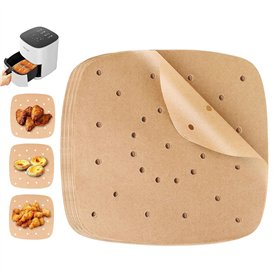 200 Papier Sulfurisé Air Fryer，Antiadhésive Sans Huile Papier Parchemin Accessoires，Perforé Papier Cuisson Air Fryer，pour Friteu