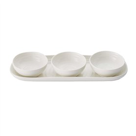 Portmeirion Home & Gifts Ensemble Bol et Plateau en Porcelaine Blanc 27