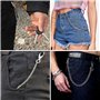 CYUaoao 3 Pcs Chaîne de Pantalons Hip Hop 45cm de Long en Acier Inoxydable Porte-clés Punk avec Chaîne pour Accrocher les Clés l