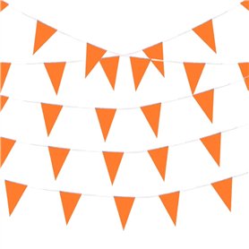 10M Orange Drapeaux Triangle Bunting de Partie Guirlande Fanion Tissu Pennant Banderole Coloré pour Fête Anniversaire Mariage No