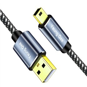 Yeung Qee Mini câble USB tressé USB 2.0 de type A vers mini B compatible avec manette PS3