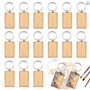 15 Pcs Porte Clés en Bois Bricolage Rectangle Personnalisé Porte Clés en Bois Brut Porte Clés en Bois Créatif Naturel Porte Clés