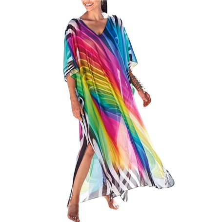 YOUKD Mousseline De Soie Caftan Boho Plage Bikini Cover Up Robe Grande Taille Homewear pour Les Femmes