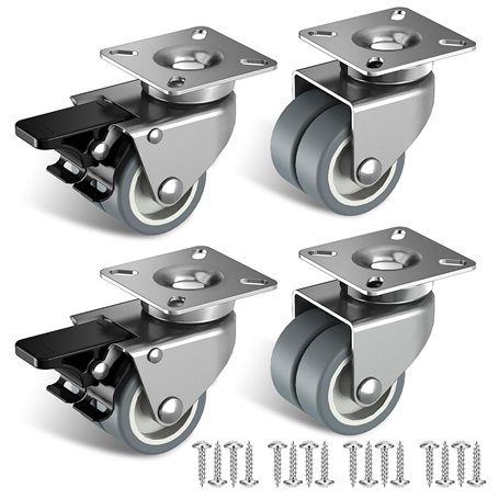 Roulette Charge Lourde de 50mm Roulettes pour Meubles avec Frein de Sécurité pour Charges Lourdes Capacité Totale de 400KG (2 av
