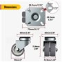 Roulette Charge Lourde de 50mm Roulettes pour Meubles avec Frein de Sécurité pour Charges Lourdes Capacité Totale de 400KG (2 av