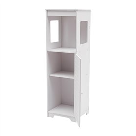 MooBeey Armoire de rangement de salle de bain en PVC à 4 niveaux - Blanche - Meuble de sol autoportant avec porte - Armoire poly