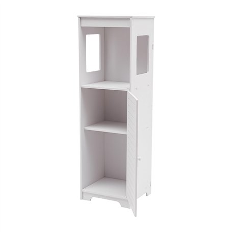 MooBeey Armoire de rangement de salle de bain en PVC à 4 niveaux - Blanche - Meuble de sol autoportant avec porte - Armoire poly