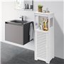 MooBeey Armoire de rangement de salle de bain en PVC à 4 niveaux - Blanche - Meuble de sol autoportant avec porte - Armoire poly