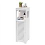 MooBeey Armoire de rangement de salle de bain en PVC à 4 niveaux - Blanche - Meuble de sol autoportant avec porte - Armoire poly