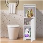 MooBeey Armoire de rangement de salle de bain en PVC à 4 niveaux - Blanche - Meuble de sol autoportant avec porte - Armoire poly