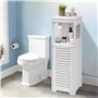 MooBeey Armoire de rangement de salle de bain en PVC à 4 niveaux - Blanche - Meuble de sol autoportant avec porte - Armoire poly