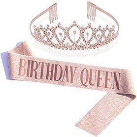 Anniversaire Couronne et Echarpe Tiara Cristal Couronne pour les Fournitures de Fête de Joyeux Anniversaire