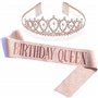 Anniversaire Couronne et Echarpe Tiara Cristal Couronne pour les Fournitures de Fête de Joyeux Anniversaire