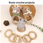 Aililong Lot de 10 anneaux de dentition en bois de 70 mm pour bébé - Couleurs naturelles - Pour enfants