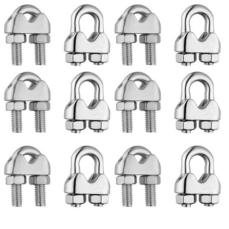 Clip de câble métallique M3 SUNSHINETEK 12 pièces Collier de câble en acier inoxydable 304 Boulons en U Serre-câbles pour câble