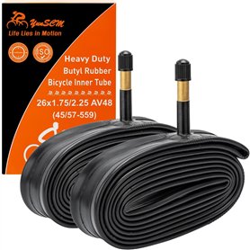 YunSCM 2PCS 45/57-559 épaissies Chambre à air 26x1.75/1.95/2.25 AV48mm Valve Compatible 26 Pouces Chambre à air 26x1.75 26x1.95