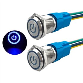 Aiqeer 2 Pièces 16 mm Commutateur Bouton-Poussoir Auto-Bloquant
