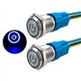 Aiqeer 2 Pièces 16 mm Commutateur Bouton-Poussoir Auto-Bloquant