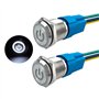 Aiqeer 2 Pièces 16 mm Commutateur Bouton-Poussoir Auto-Bloquant