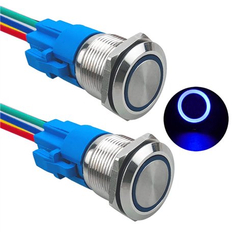 Aiqeer 2 Pièces 19 mm Commutateur Bouton-Poussoir Momentané