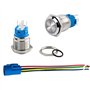 Aiqeer 2 Pièces 19 mm Commutateur Bouton-Poussoir Momentané, 12V / 24V 5A Interrupteur à Bouton-Poussoir en Acier Inoxydable Éta