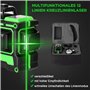 Niveau Laser Vert en 3 x 360 3D 12 Lignes avec Fonction 3° D'auto-Nivellement Auto-équilibrage du Niveau Laser Multifonctionnel 