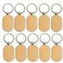 Qaixwuyi 10 Pièces Porte Clés Bois Bricolage Vierge Ovale Massif Etiquette Bois Avec Porte Clés Gravable pour Décoration Peintur