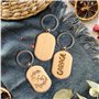Qaixwuyi 10 Pièces Porte Clés Bois Bricolage Vierge Ovale Massif Etiquette Bois Avec Porte Clés Gravable pour Décoration Peintur