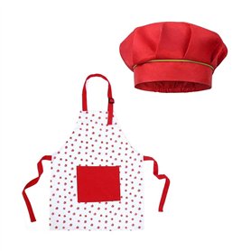 SLAXJNE Tablier Enfant Fraise 1 Pièce avec Toque Enfant 1 Pièce