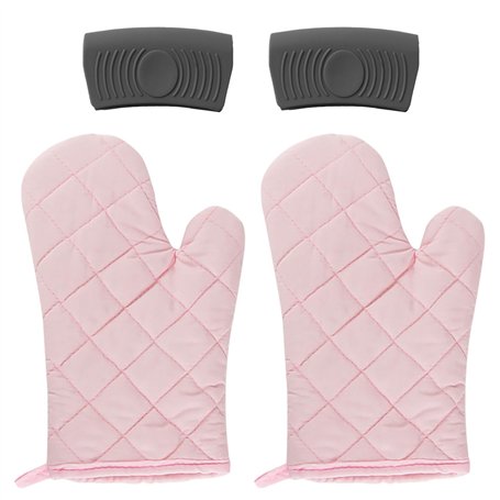 2 Gants De Cuisine Et 2 Isolateurs De Poignée De Casserole