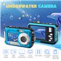 Helangel Appareil Photo Etanche Numérique,Full HD 2.7K 48MP Caméra sous-Marine Zoom Digital 16x Camera Etanche avec Double écran
