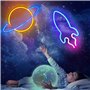 MULEVIP 2pc Enseignes Au Néon,Batterie Lampe Neon Light Lumière Led Veilleuse,Planet USB Lumineuses Murale Suspendus Lights,Art 