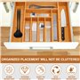 Frasheng Range Couverts Coulissant pour tiroirs,7-9 compartiments,Range-Couverts, rangement tiroir cuisinep en bois,pour ustensi